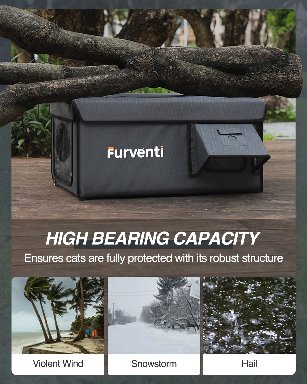 Lamlingo cat house shows dual escape doors for safety.