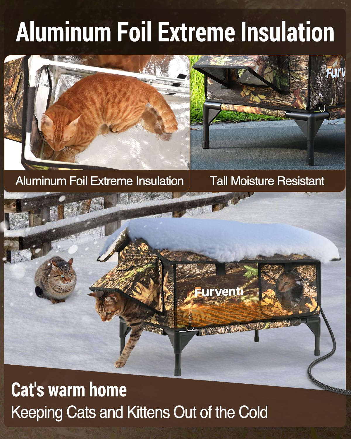 Lamlingo heated cat house escape doors offer multiple safe exits from predators