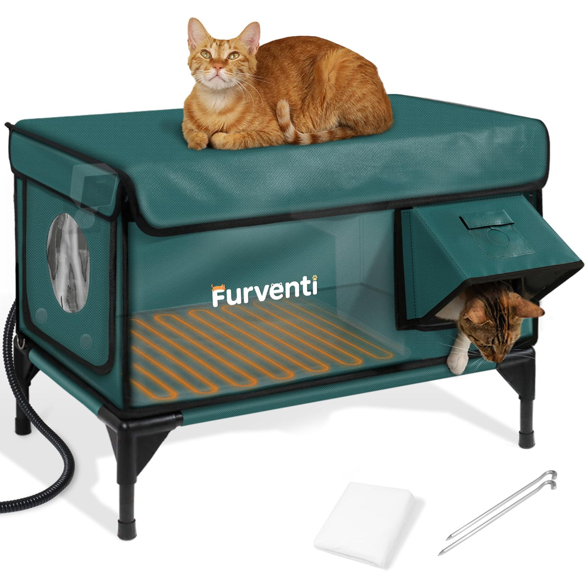Lamlingo heated cat house interior camera mount for remote check-ins.