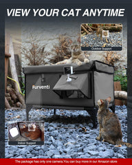 Lamlingo heated cat house outdoor cam-mount setup for exterior monitoring.