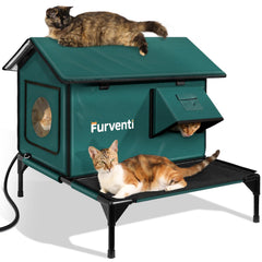 Lamlingo heated cat house outdoors with inside camera bracket enabling daily activity monitoring