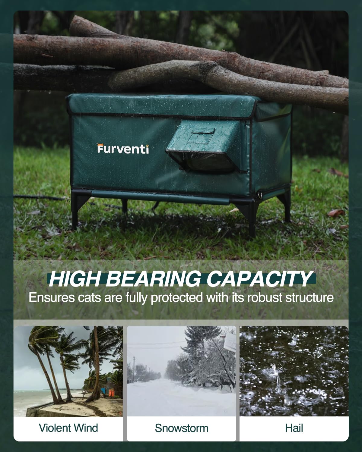 Lamlingo heated cat house with waterproof eaves protects from rain