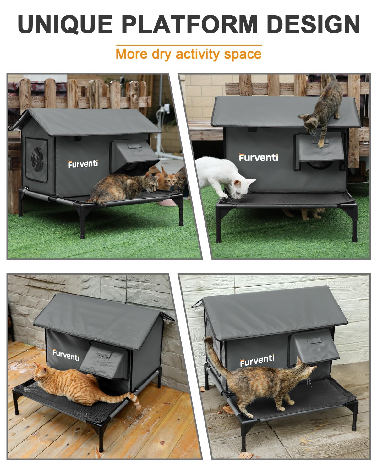 Lamlingo heated cat house waterproof eaves protect against rain from every direction