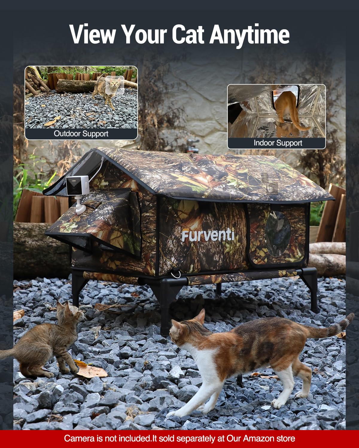 Lamlingo heated cat house waterproof eaves keep rain away from the entry for drier shelter
