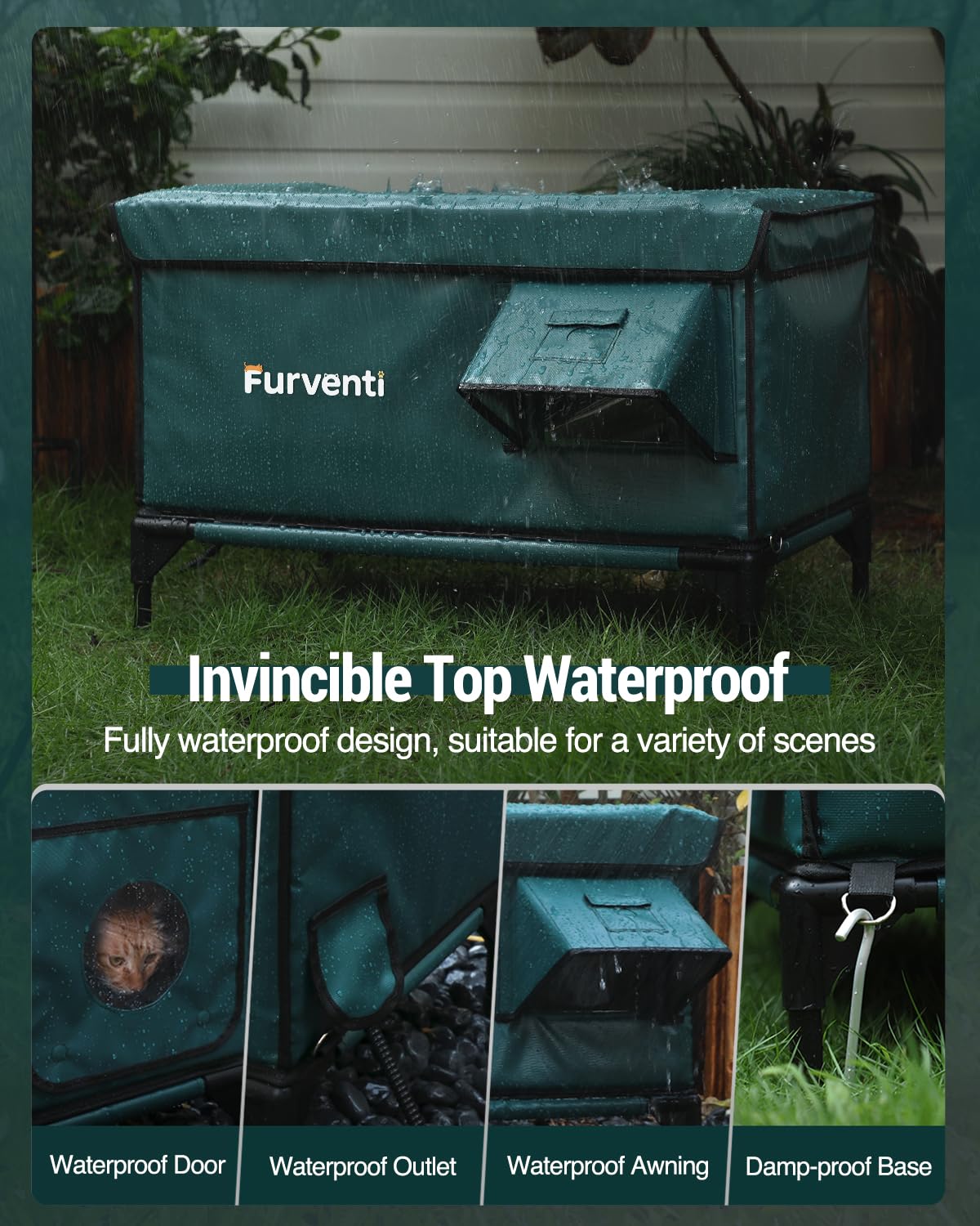 Lamlingo heated cat house weatherproof insulation guards against wind and rain