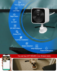 Lamlingo pet camera close-up capturing a cat with reliable motion alerts
