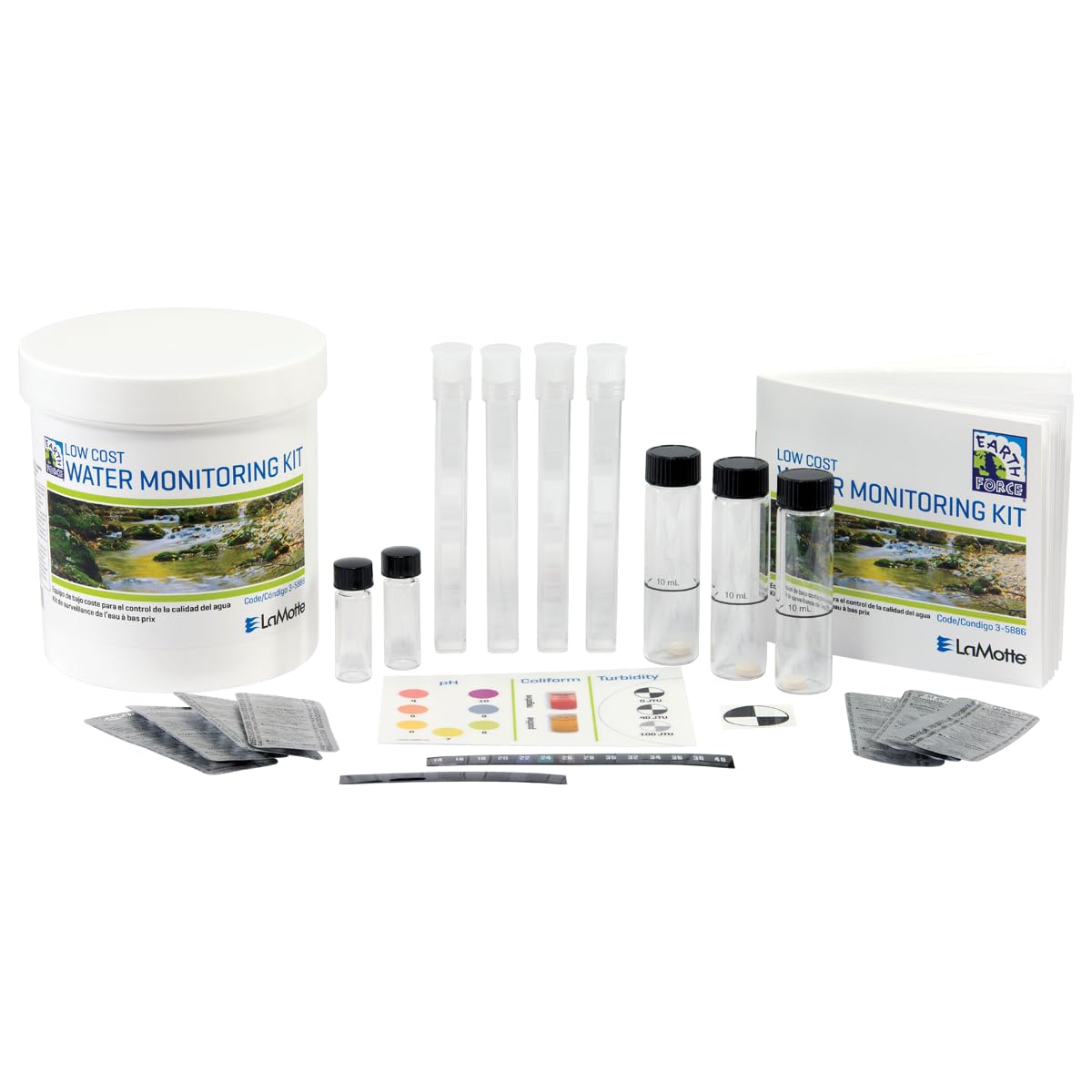 LaMotte Green Program Water Monitoring Kit field setup for quick, portable classroom and field water testing.