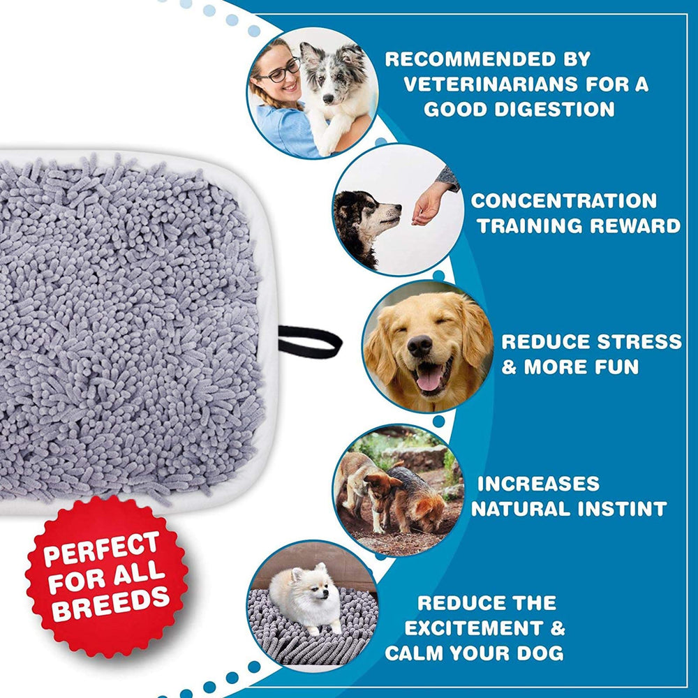 LAMTWEK Snuffle Mat edge guard keeps food on the mat during searches.