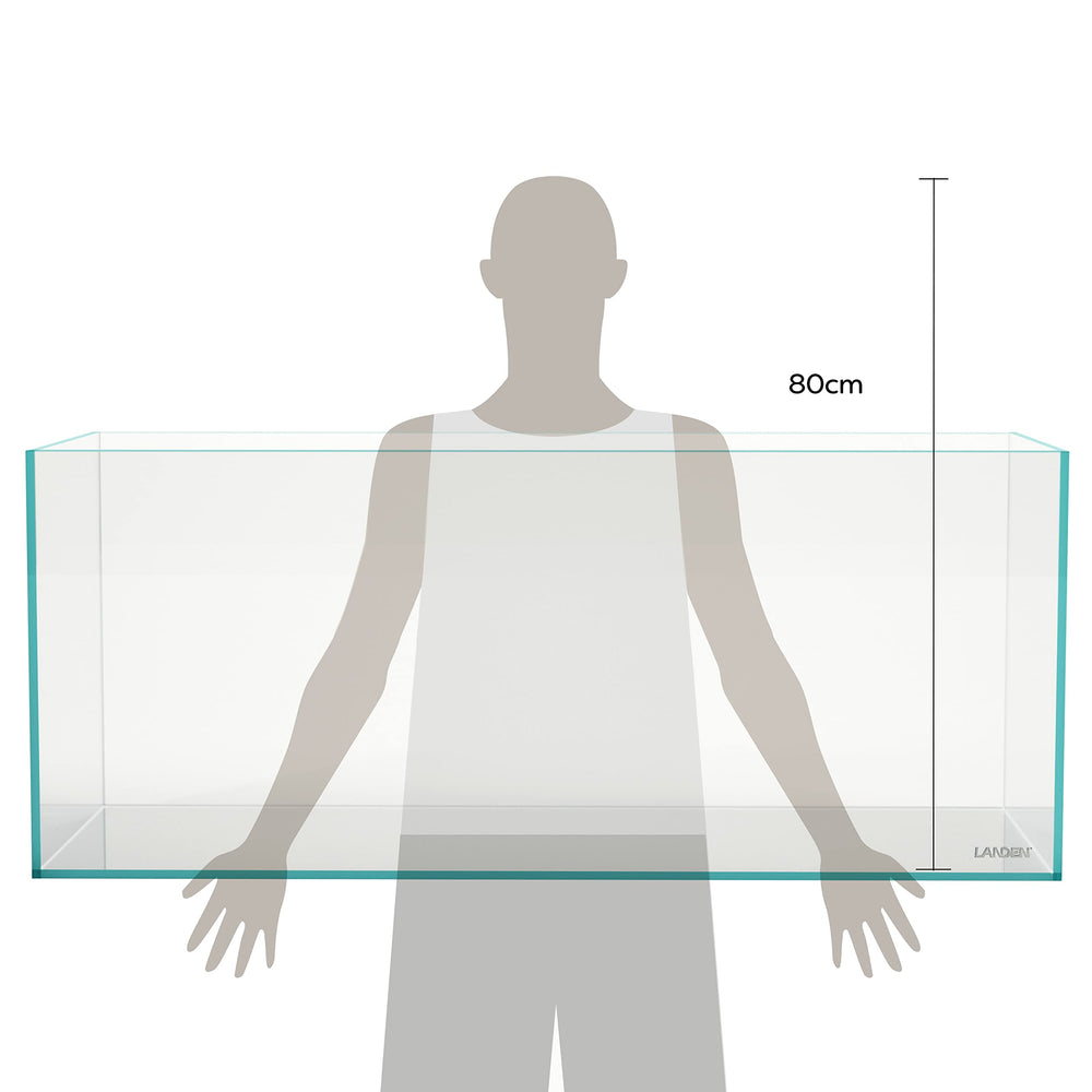 LANDEN 120P rimless tank corner detail shows seamless joints and clean finish.
