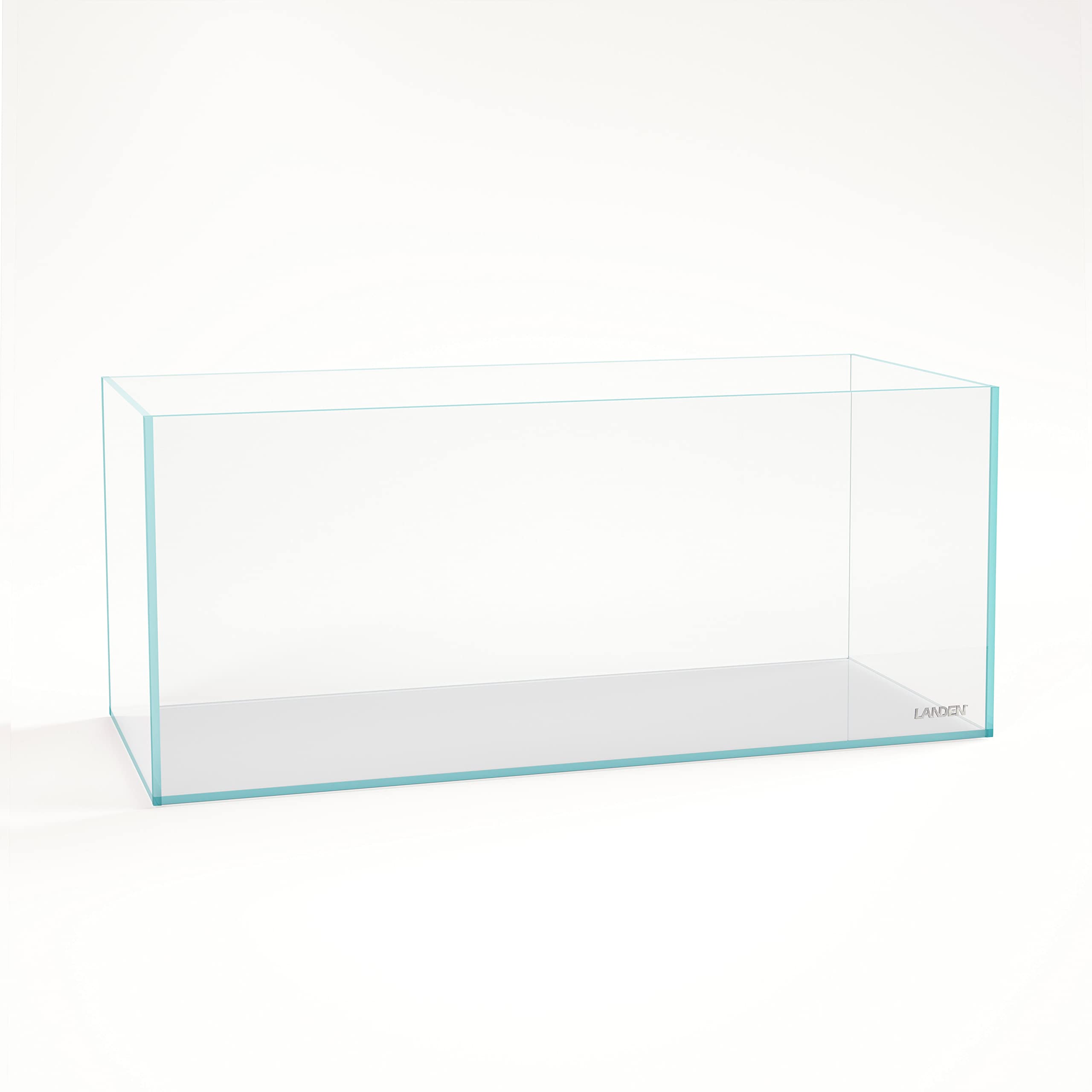 LANDEN 120P rimless tank front view with crystal-clear visibility for aquascaping.