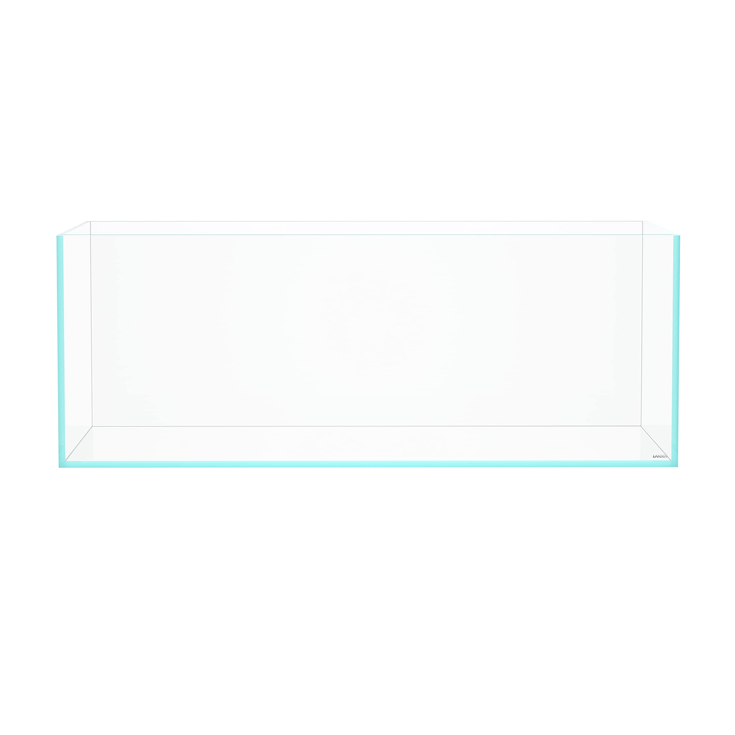 LANDEN 120P tank front view showing rimless design for immersive aquascapes