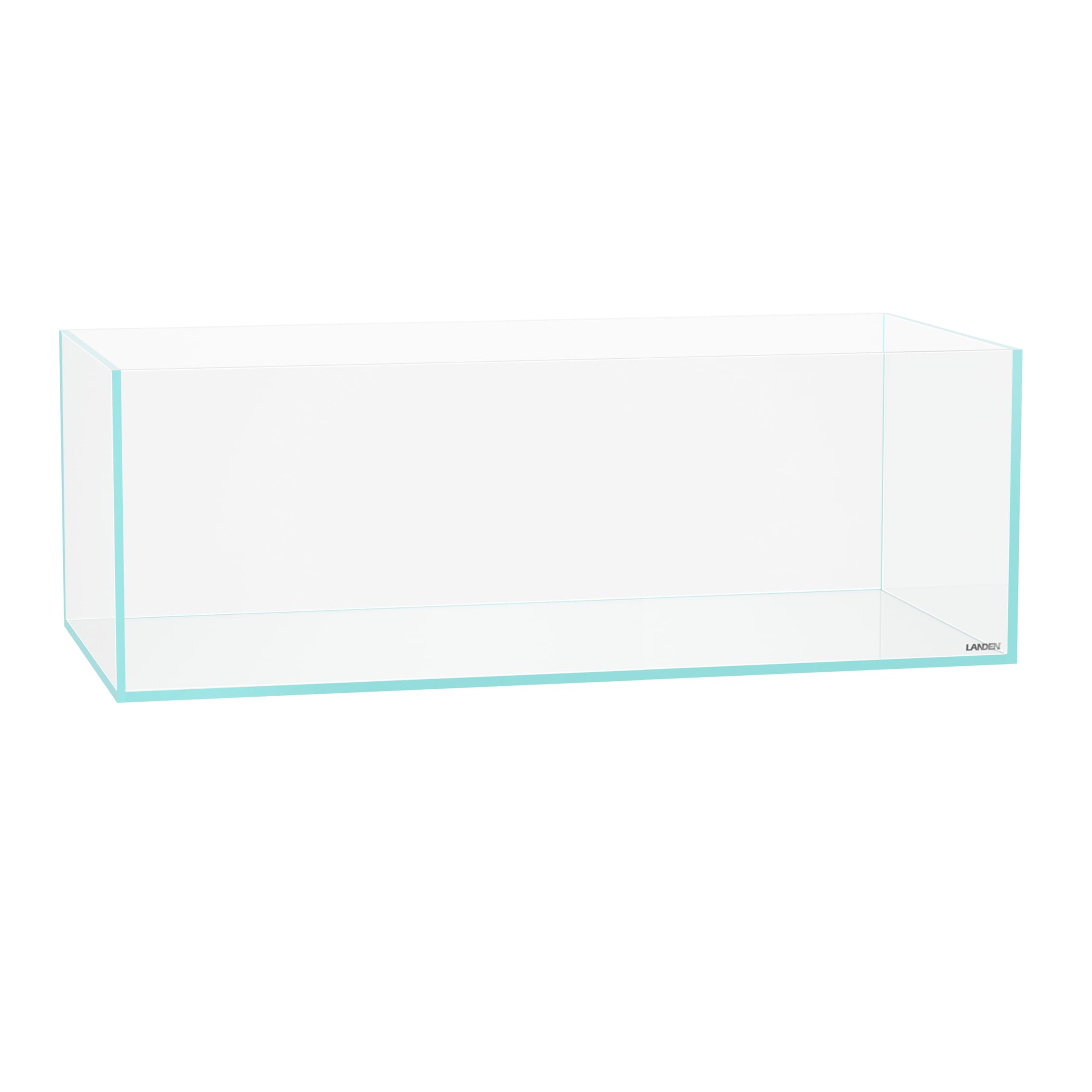 LANDEN 120SL front view shows rimless clarity for immersive aquascapes.