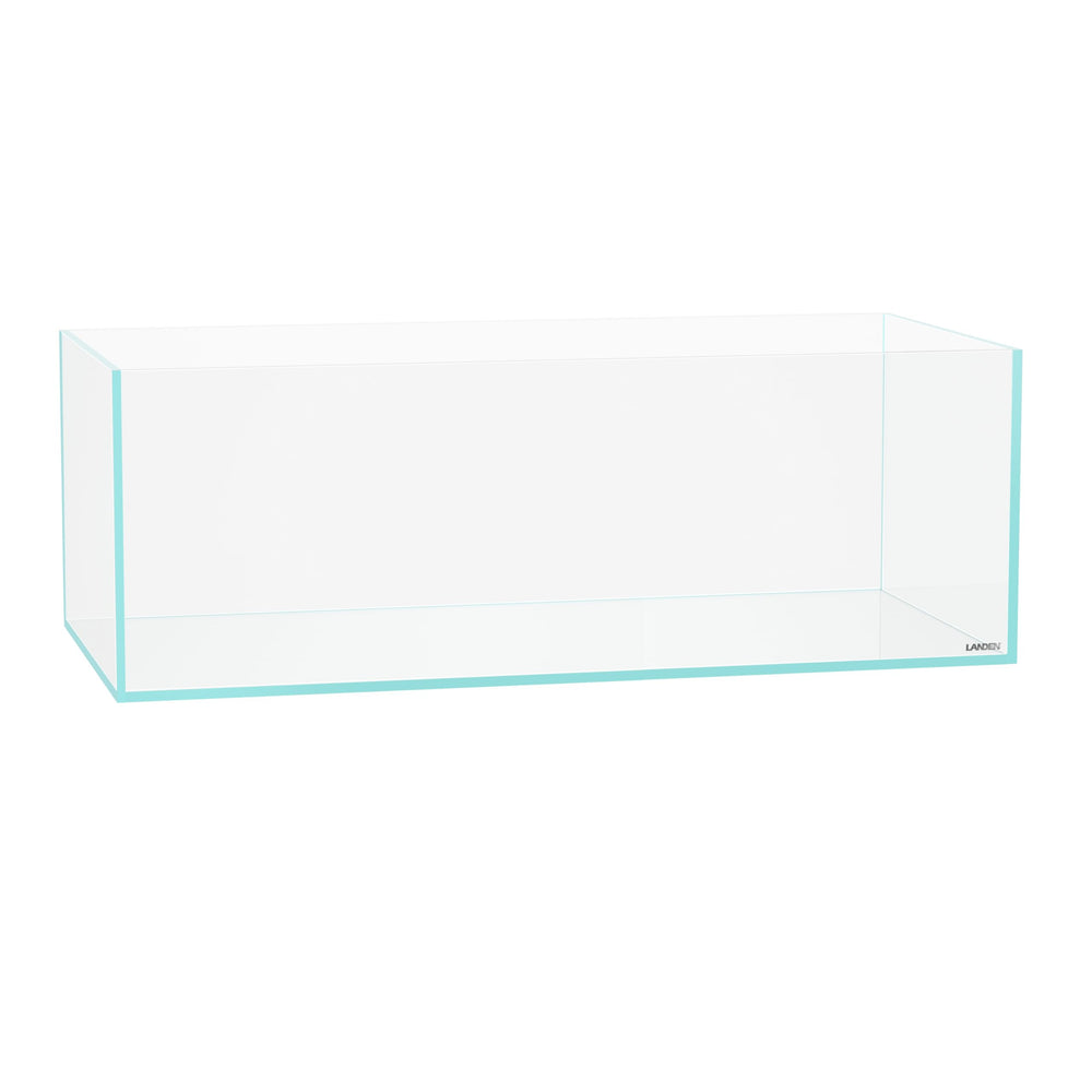 LANDEN 120SL front view shows rimless clarity for immersive aquascapes.