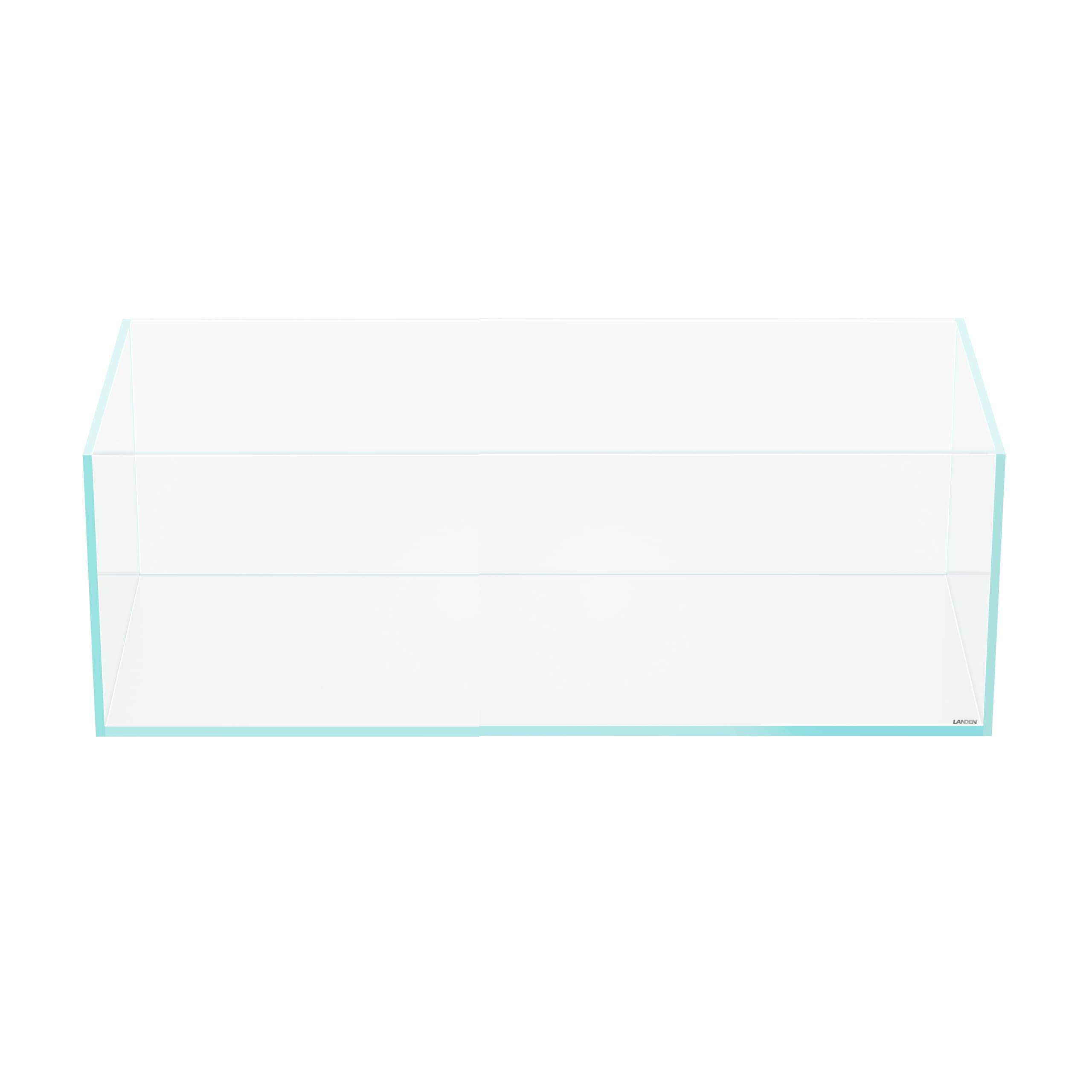 LANDEN 120SL rimless-view underlines crystal transparency for natural aquascapes.