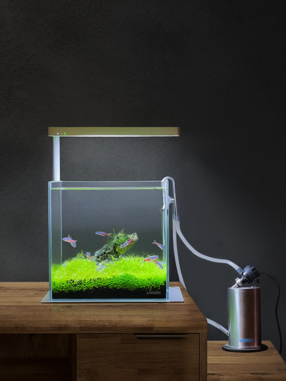 LANDEN 20C cube tank compact desk setup ideal for small spaces