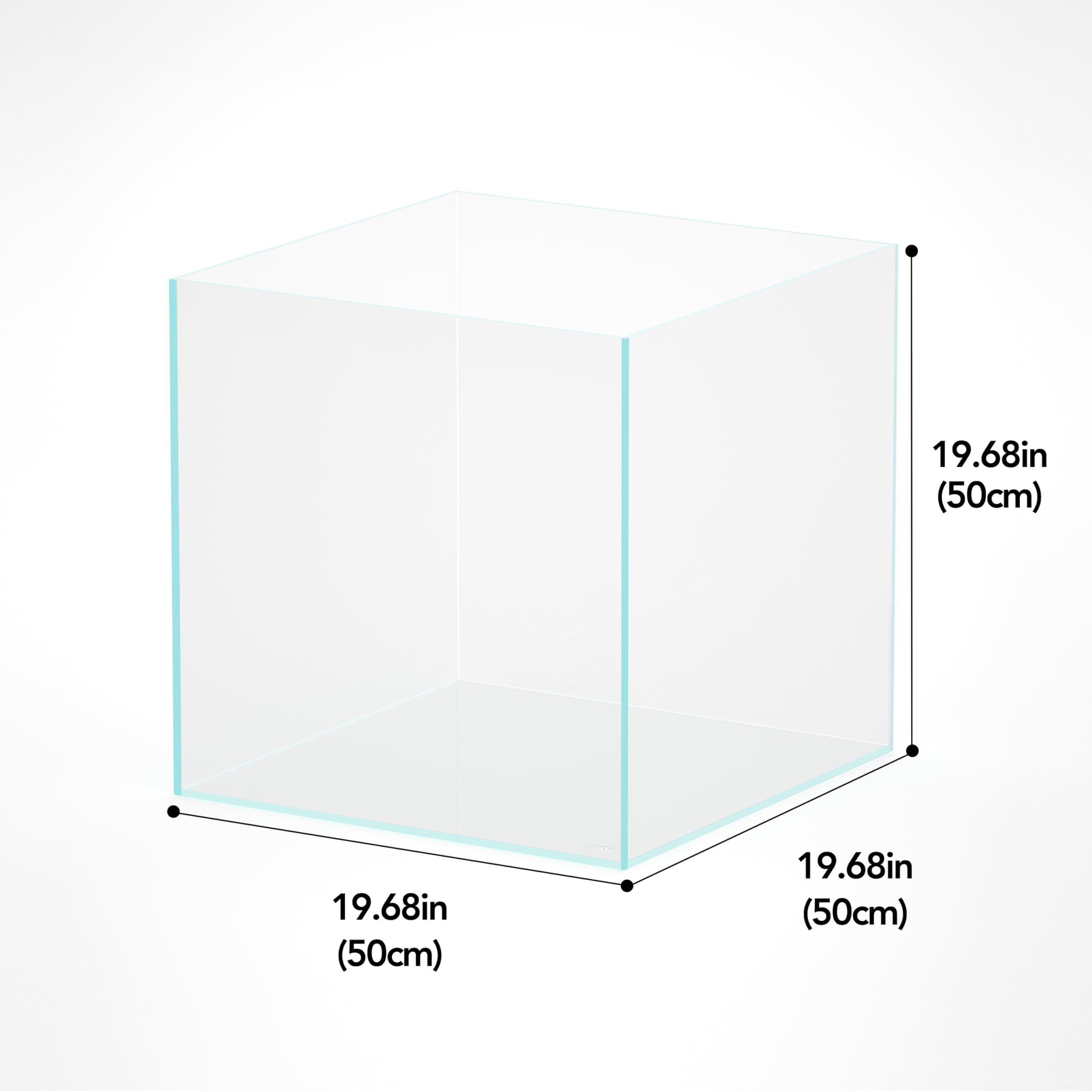 Landen 31-gallon cube rimless aquarium top view, spacious layout