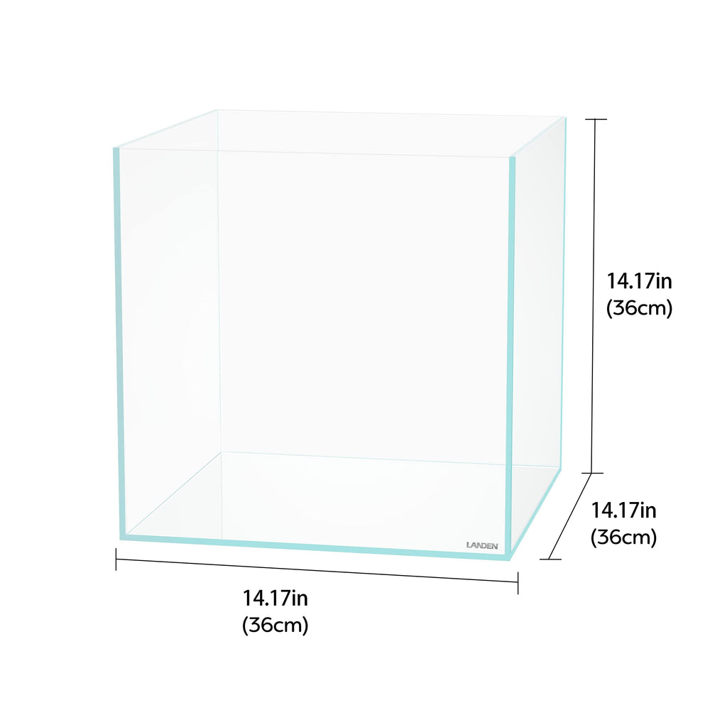 LANDEN 36C cube tank side view showcases modern rimless aesthetics for living spaces