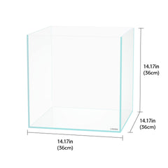 LANDEN 36C cube tank side view showcases modern rimless aesthetics for living spaces