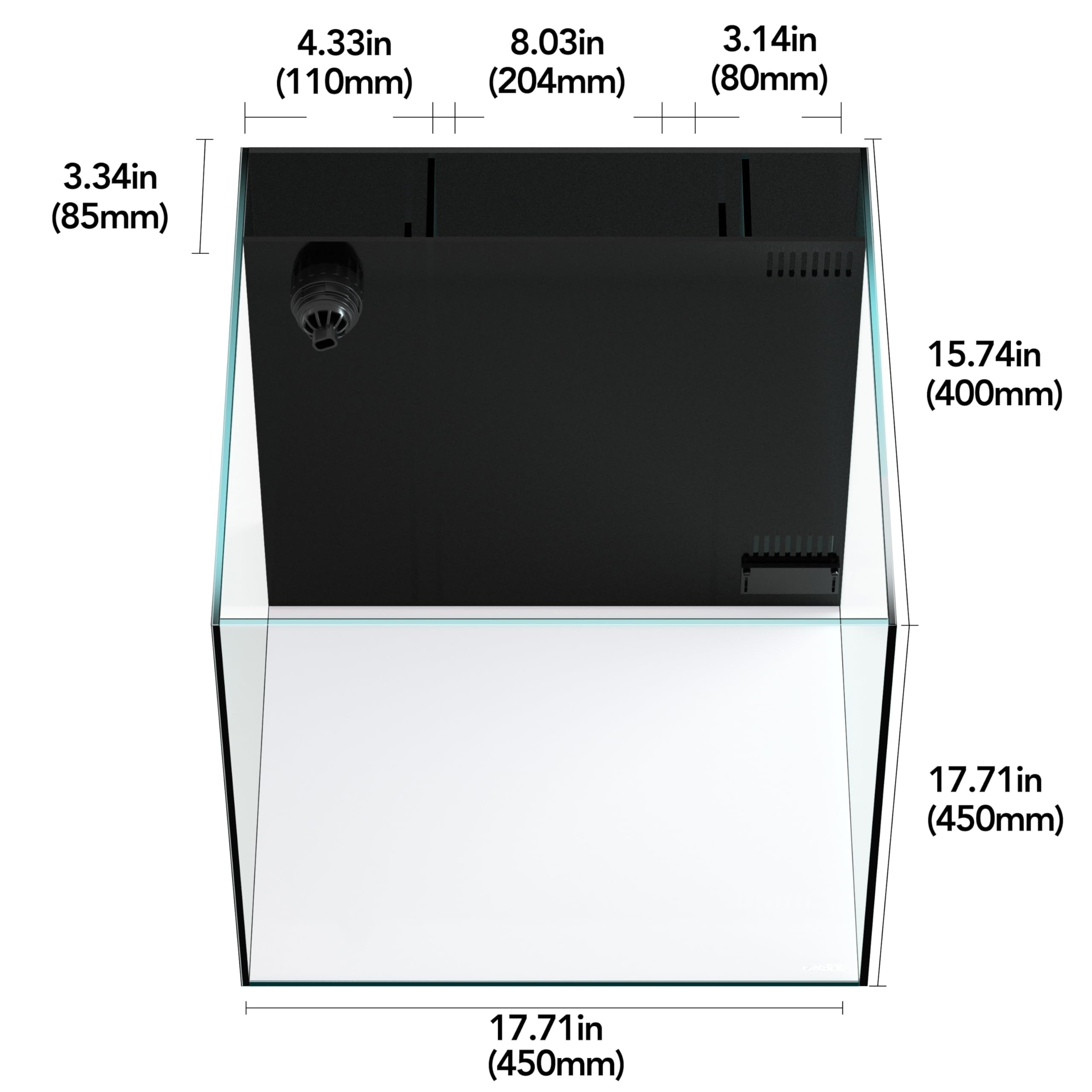 Landen 45P rear filtration chambers illustrate integrated filtration for tidy display.