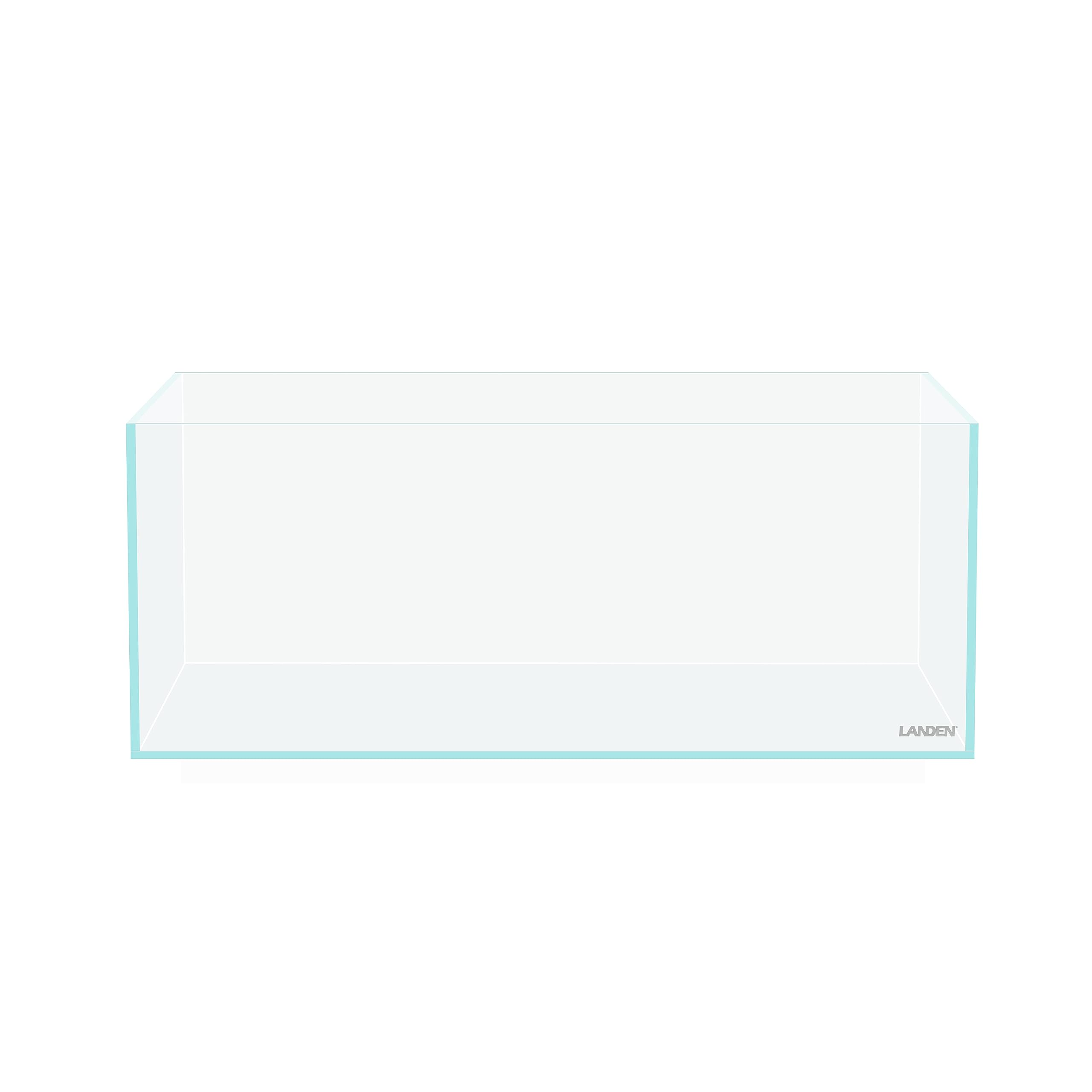 LANDEN 45S shallow tank front view with high-clarity low-iron glass for vivid colors