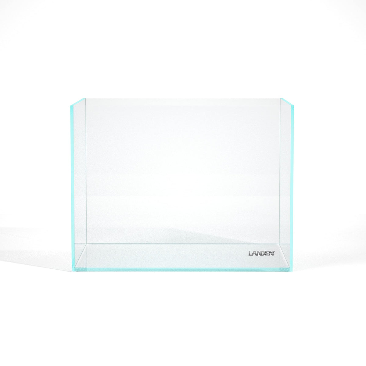 Landen 60H rimless tank front view offers crystal-clear, immersive viewing.