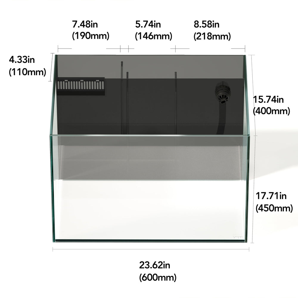 Landen 60P rear filtration chamber highlighting configurable filtration space