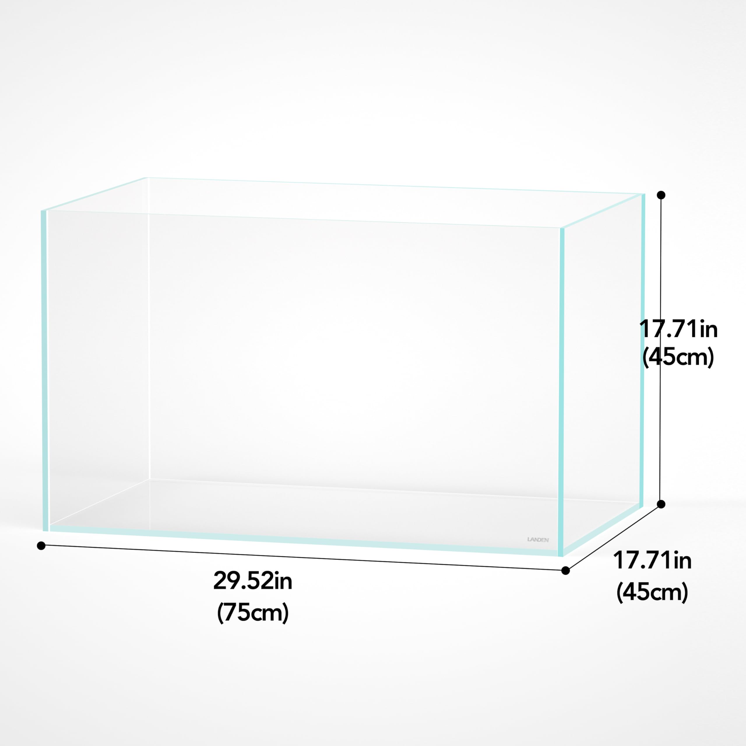 LANDEN 75H low-iron glass closeup highlights true colors for natural aquascapes.