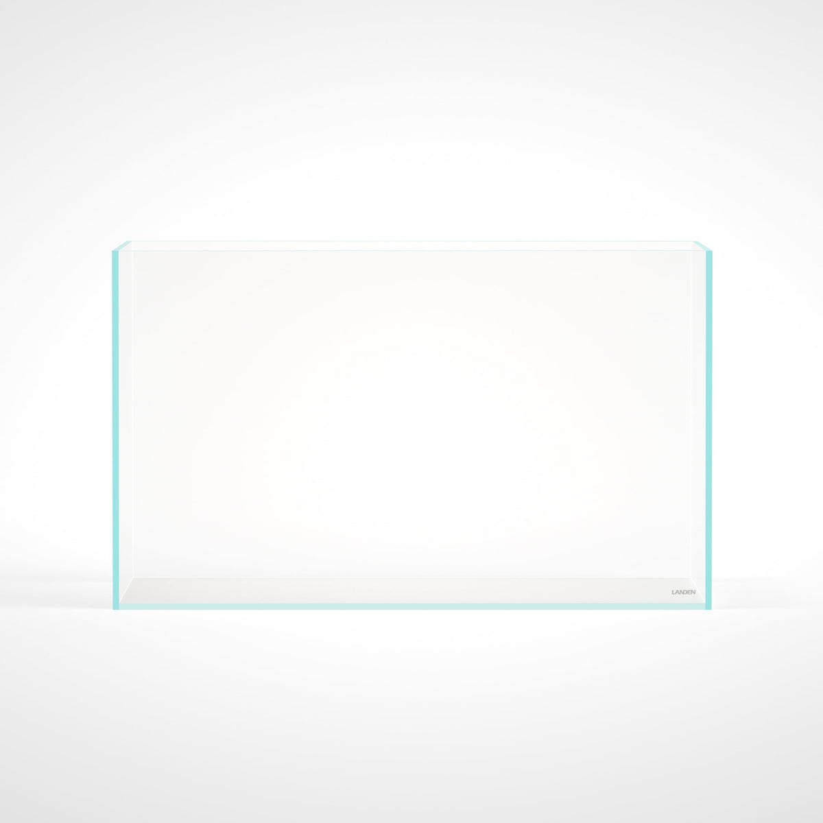 LANDEN 75H rimless front view shows a sleek living-room-ready aquarium display.