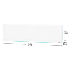 LANDEN 90L aquarium side view showcasing roomy interior for swimming space.