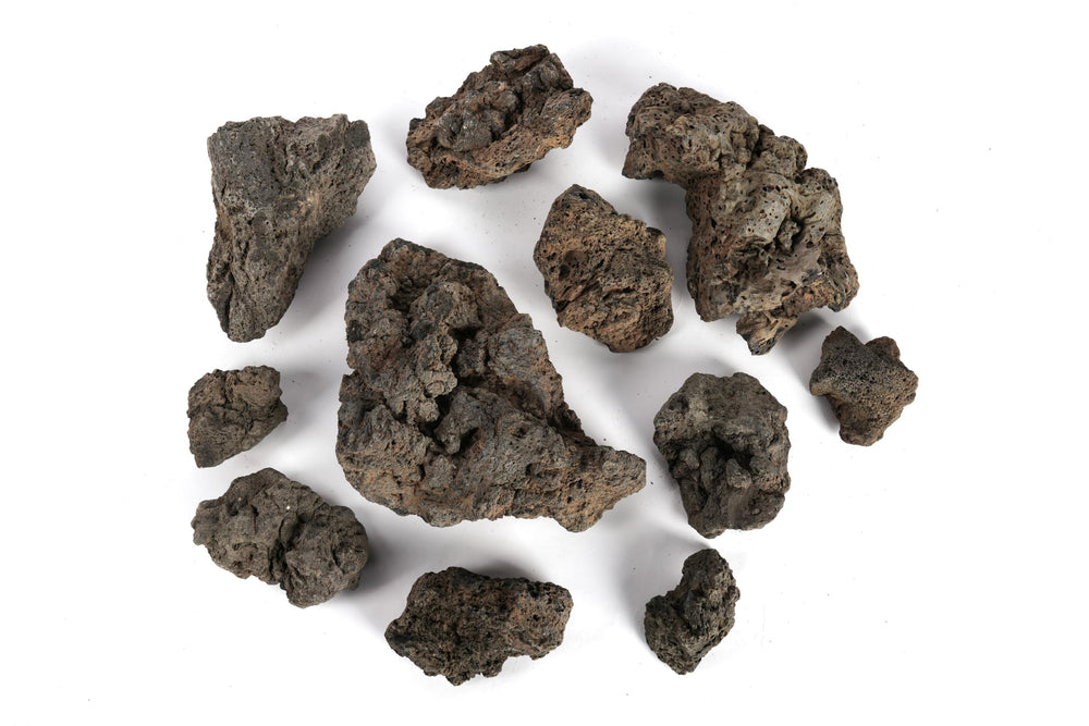 LANDEN Black Icelandic lava stone under-water color variation enhancing aquarium visuals.
