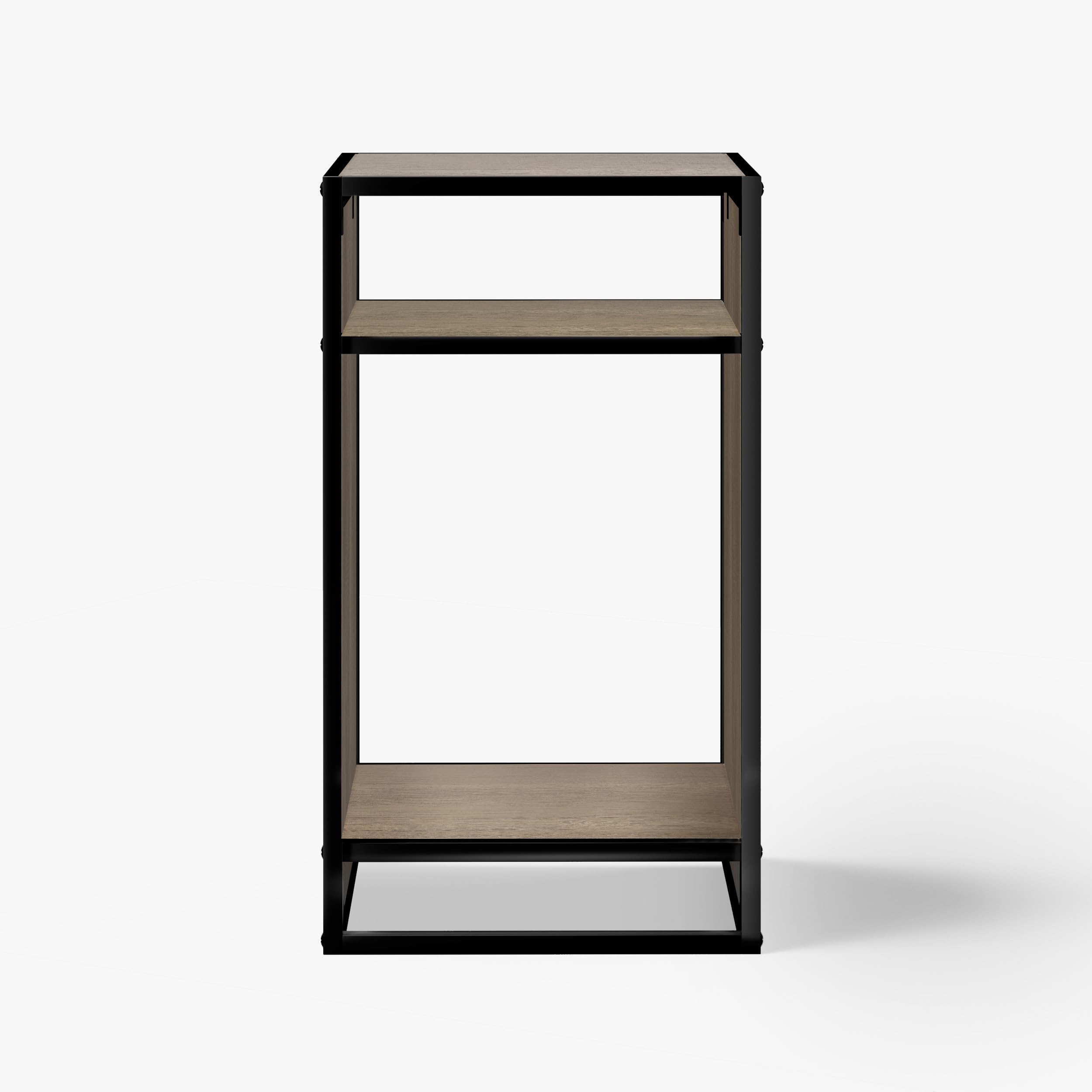 Landen brown frame viewed from angle highlights sturdy triangular design and clean modern aesthetic.