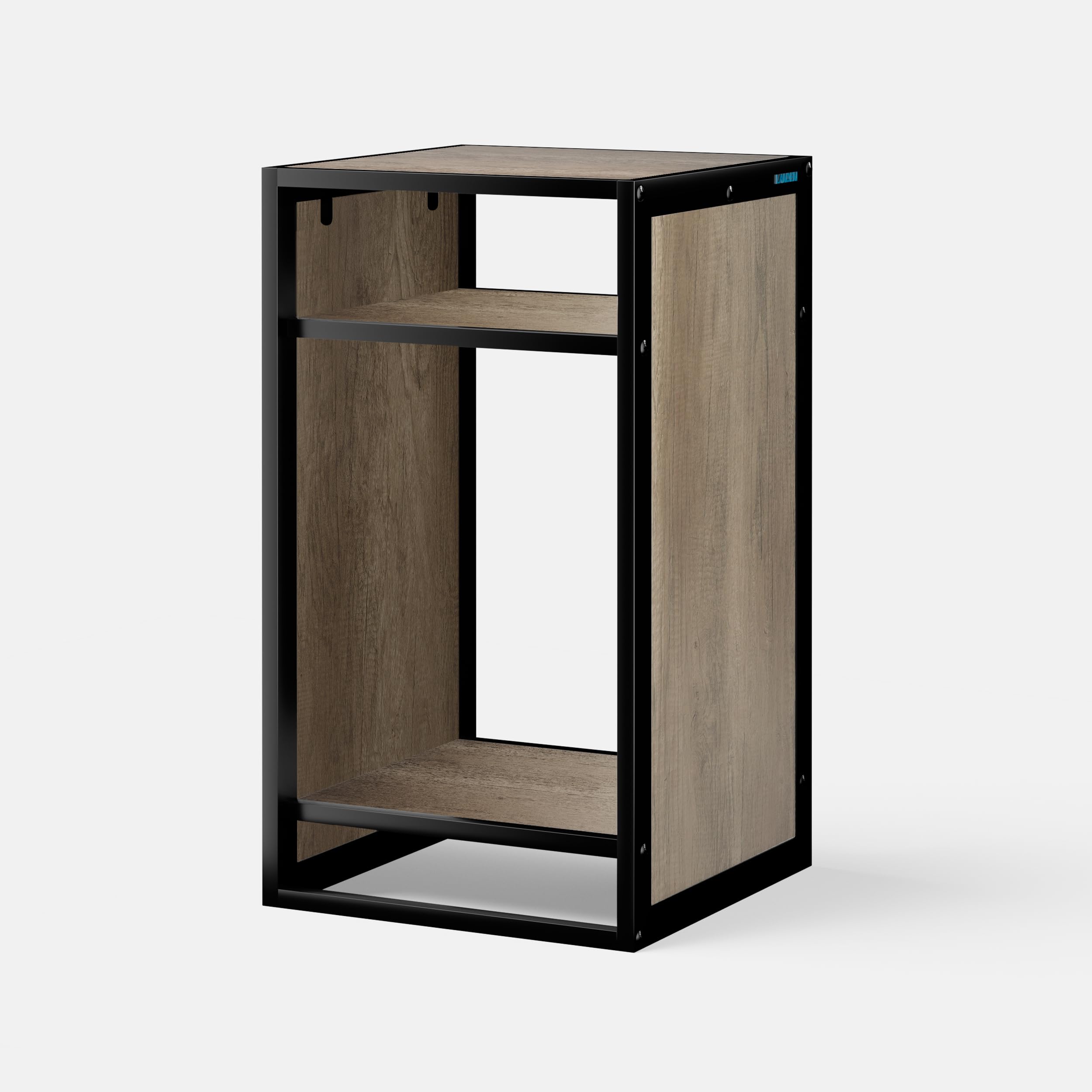 Landen brown stand bottom shelf stores filters and equipment, reducing clutter around aquariums.
