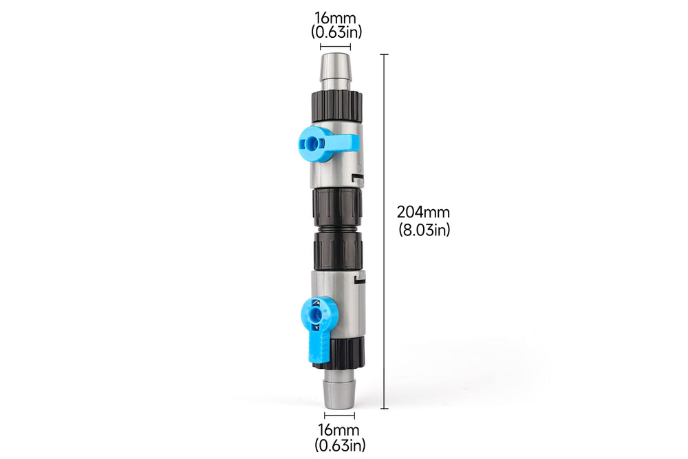 LANDEN Canister Filter hose arrangement demonstrating streamlined water flow control.