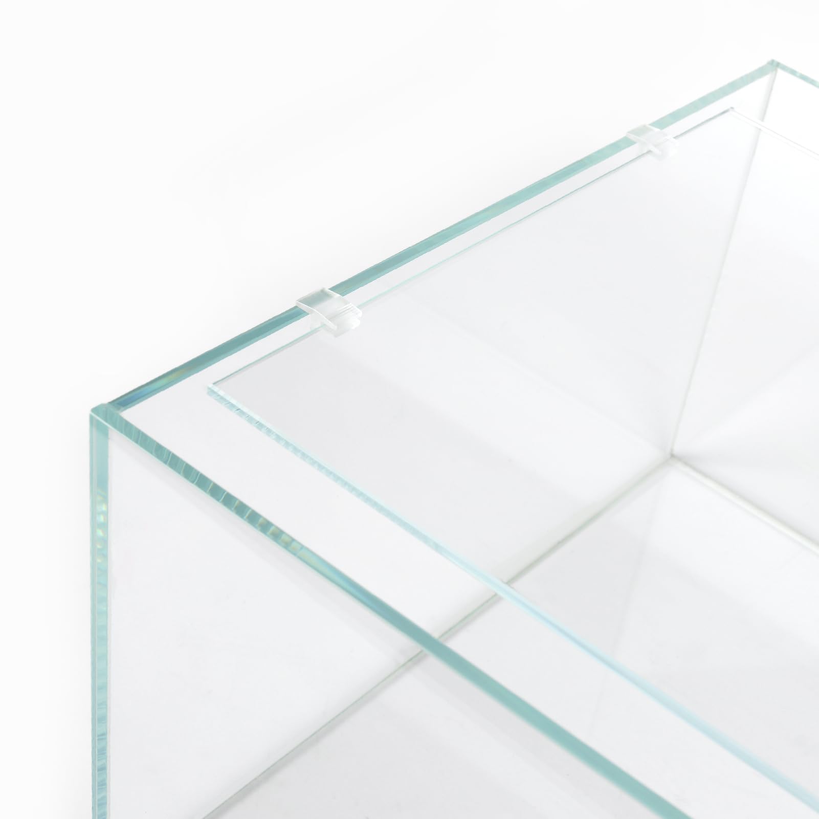 LANDEN clear glass aquarium lid front view showing safety and clarity