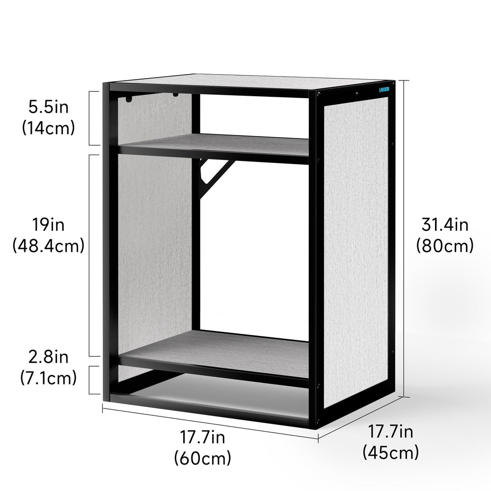 LANDEN CLX60 three-tier design maximizes vertical space for gear.