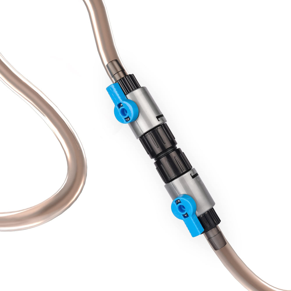 LANDEN double tab connector front view for easy water flow control in aquariums.