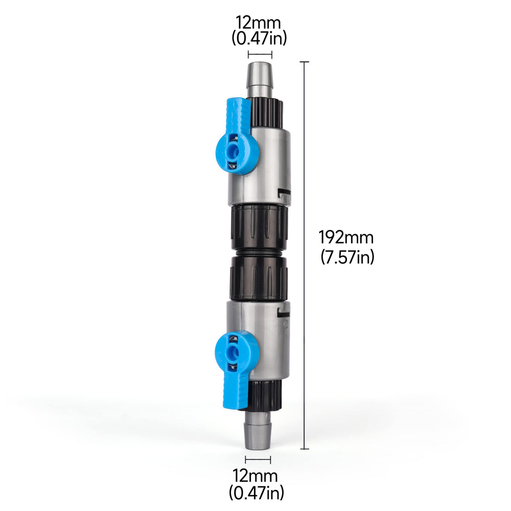 LANDEN quick-release connector image highlighting fast disconnection for water changes.