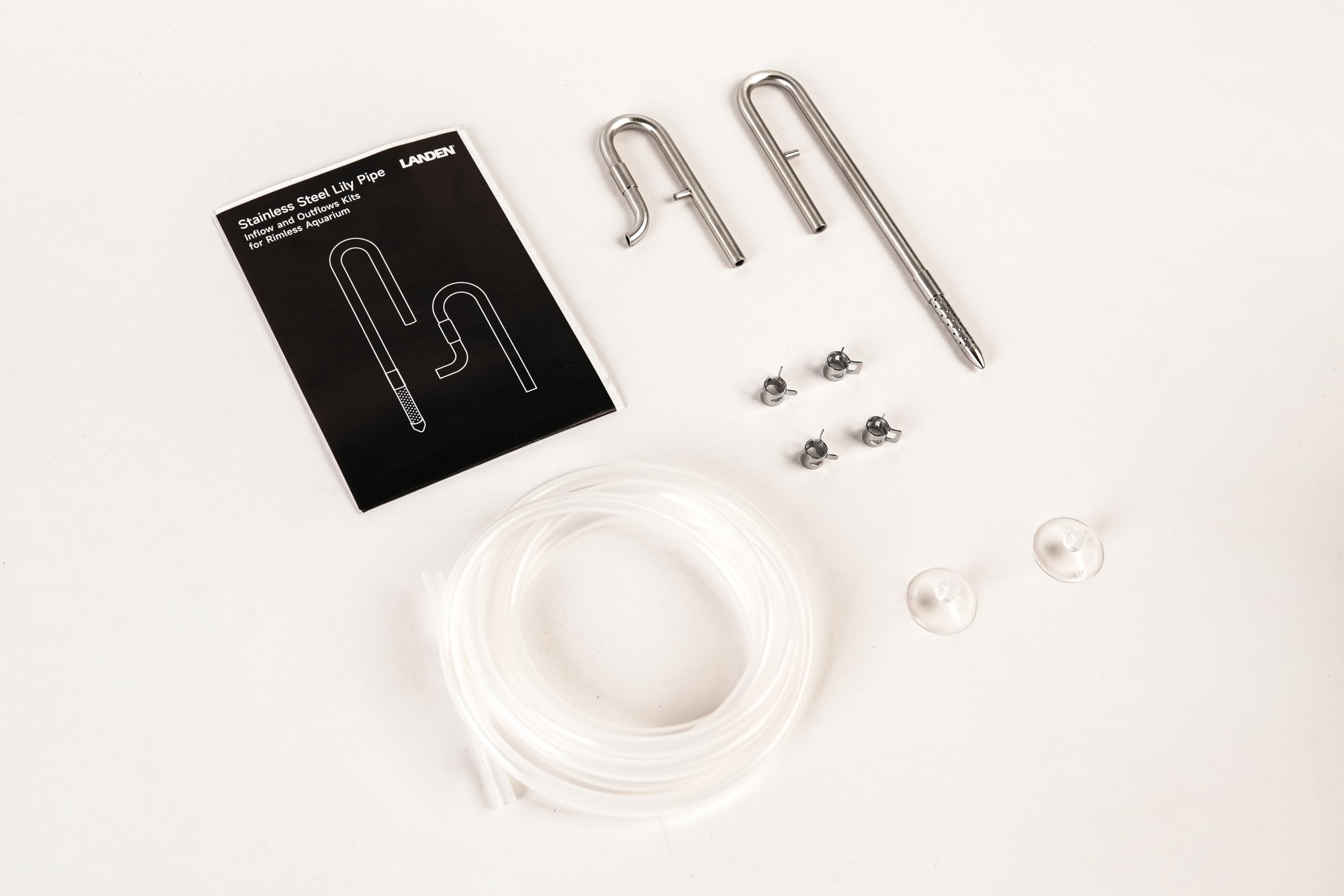 LANDEN lily pipe rimless-bracket improves stability on rimless glass tanks.