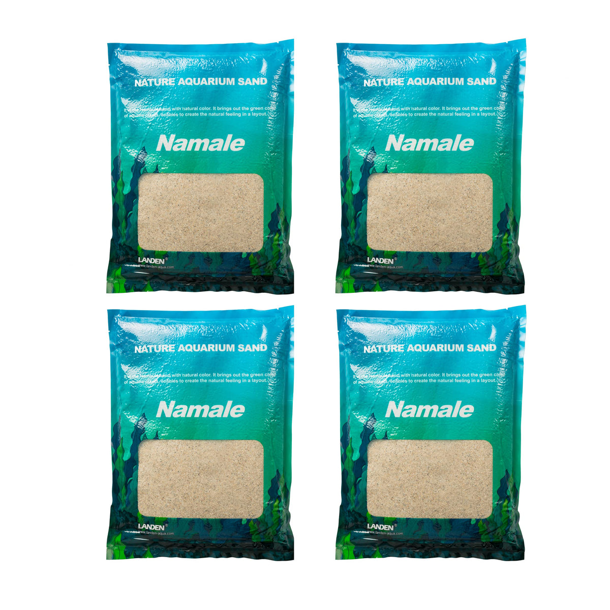 LANDEN Namale aquarium sand packaging shows natural color for versatile tank setup.