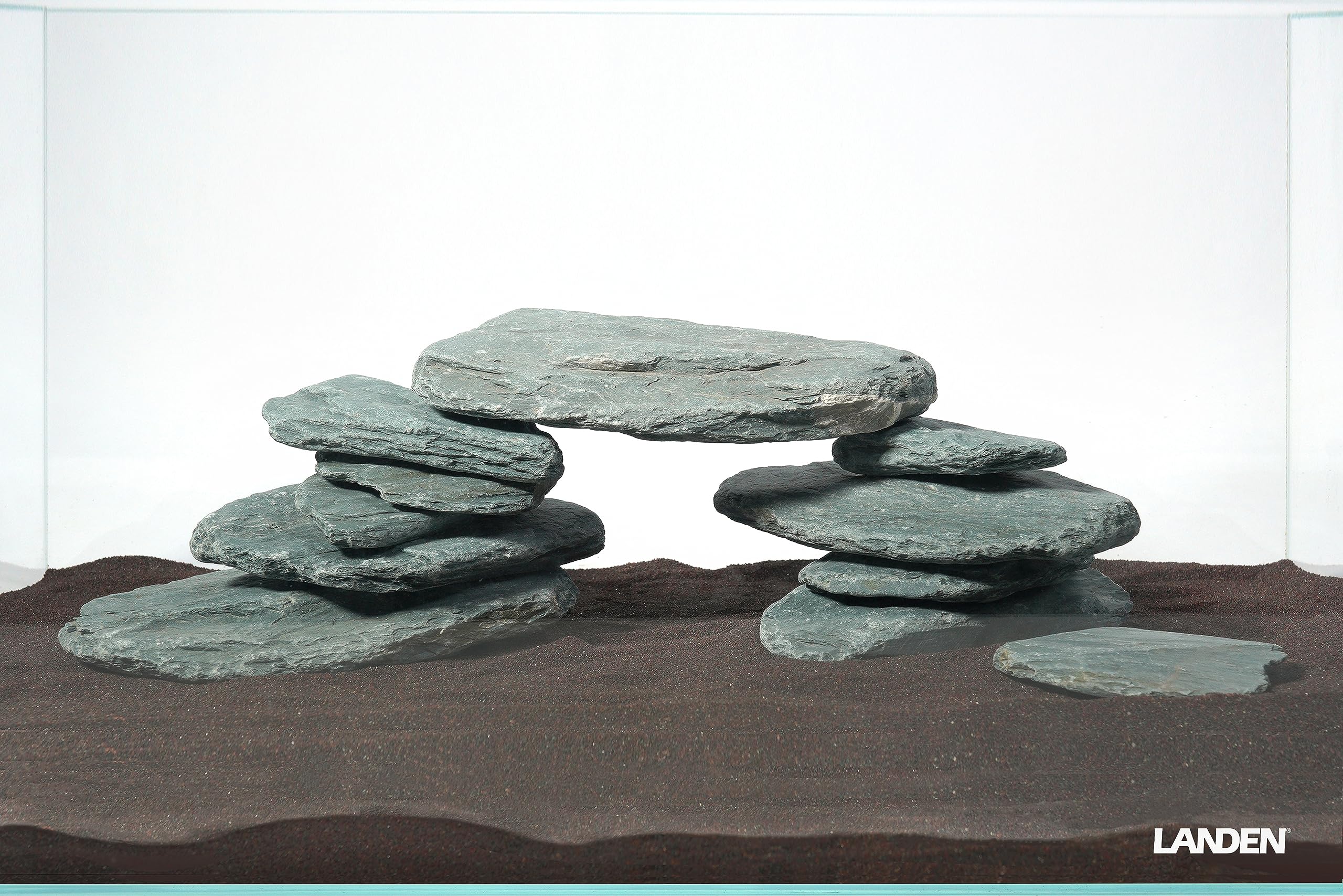 LANDEN River Slate Rocks flat view for aquarium styling and natural texture.