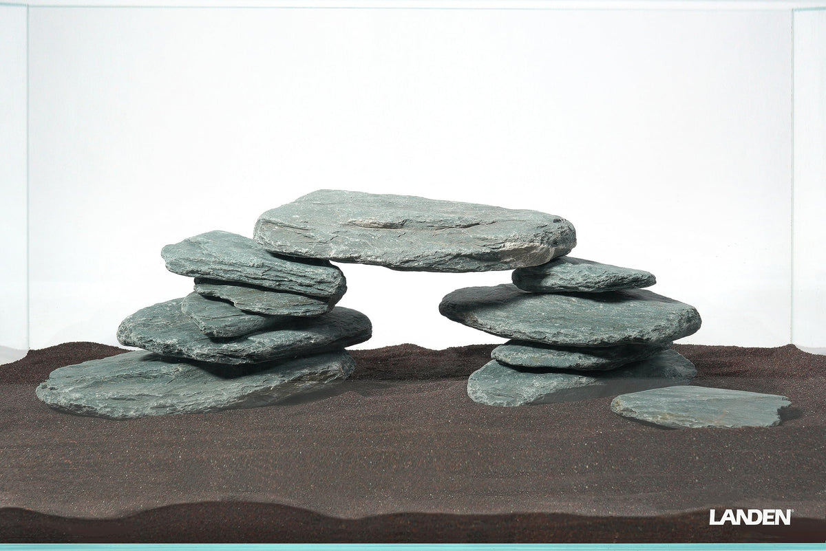 LANDEN River Slate Rocks flat view for aquarium styling and natural texture.