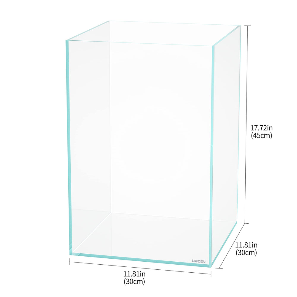 LANDEN tall tank low-iron-glass-closeup reveals clearer colors for true aquascapes.
