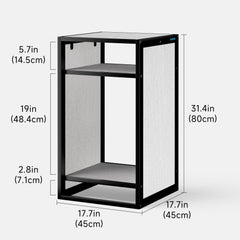 LANDEN CLX45 middle shelf with fish food and tools organized neatly