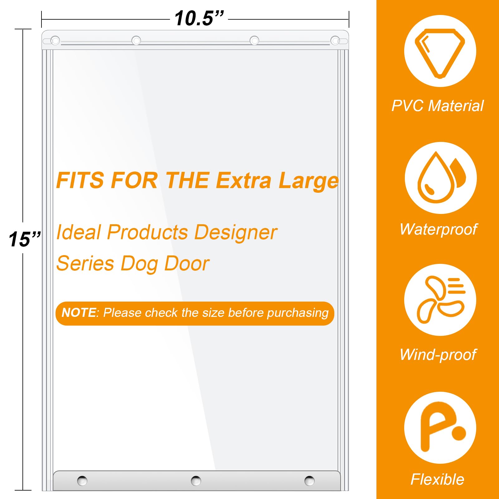Landical dog door flap magnetic closure provides drafts protection and insect barrier.