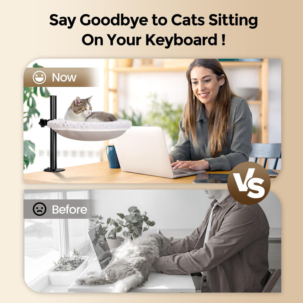 LANERmooos Cat Desk Bed height-adjustable design enables versatile use at any desk height.