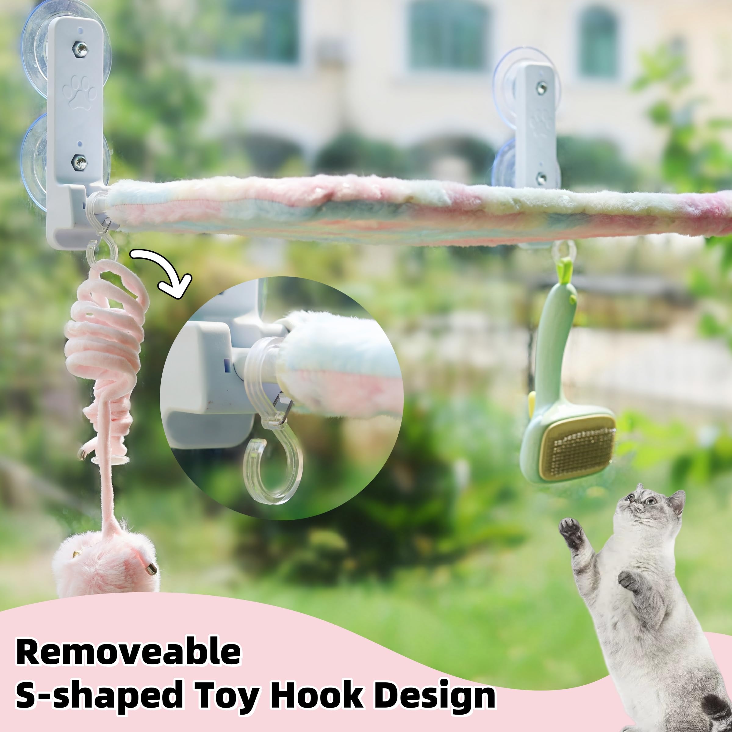 LANERmooos movable toy hooks enhance playtime on window perch
