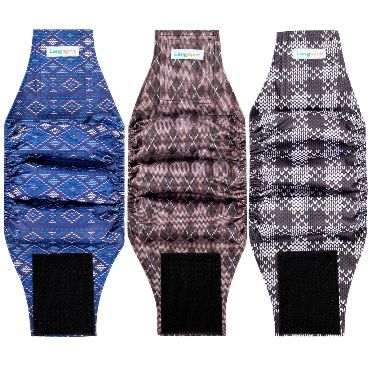 Langsprit Belly Band pack of 3 plaid keeps small dogs comfortable during training