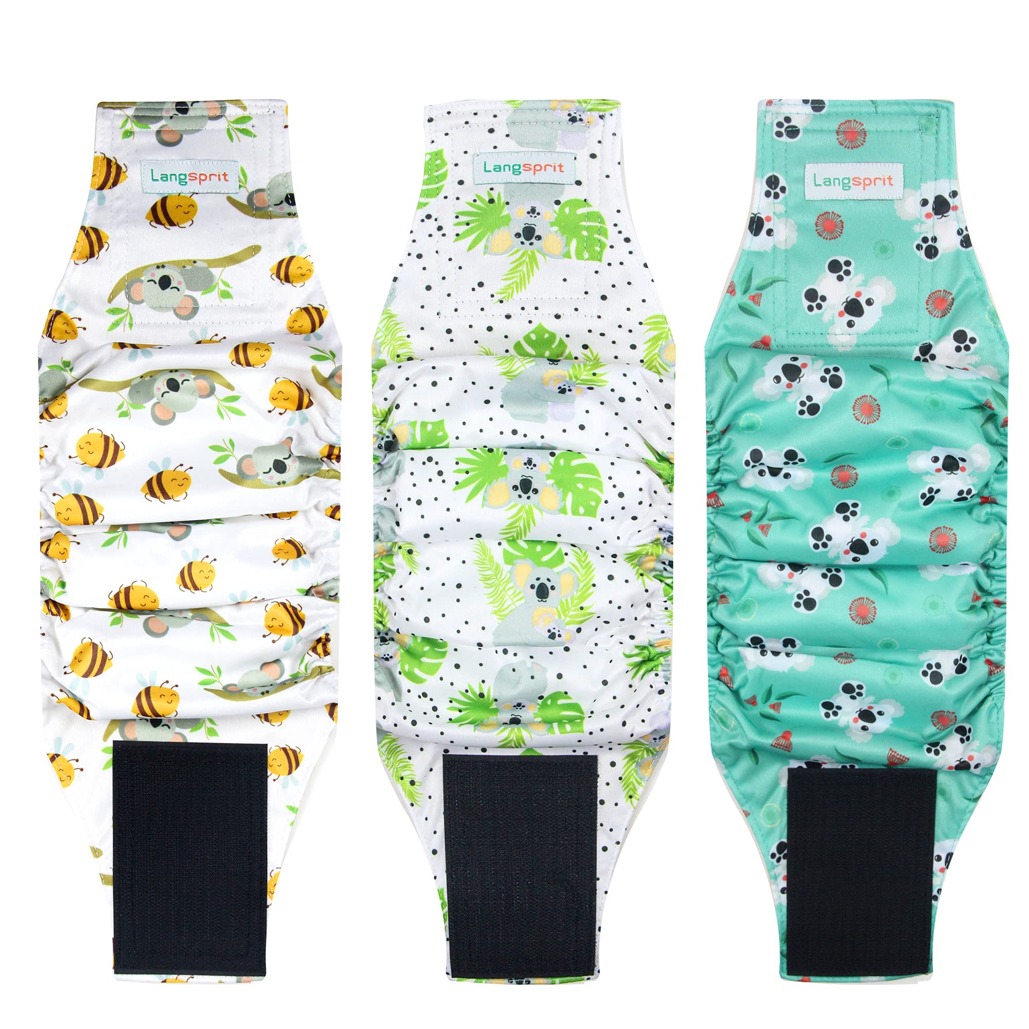 Langsprit male belly bands Koala pattern pack3 keeps surfaces clean from accidents