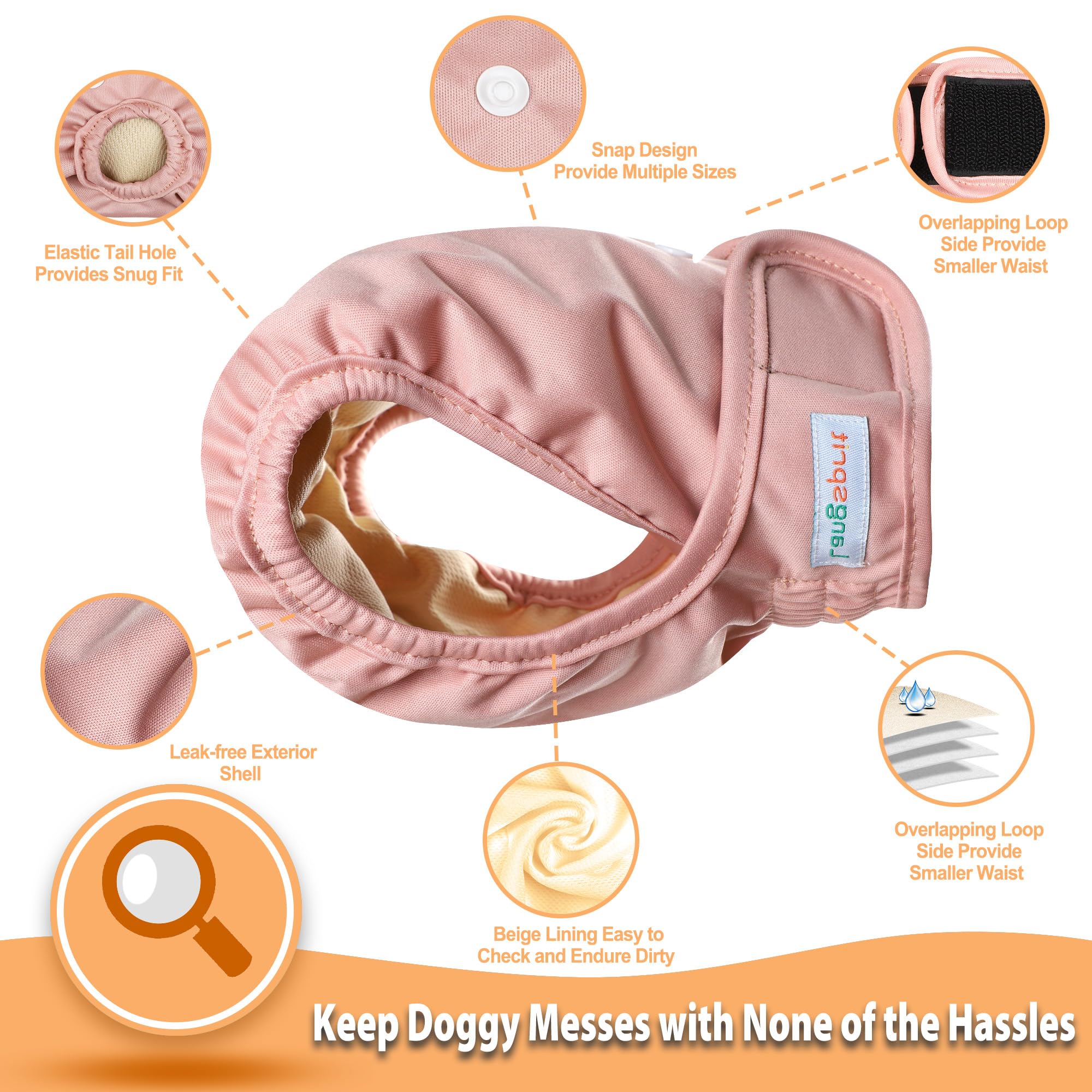 Langsprit diaper with hook-loop closures provides fur-friendly, adjustable fastening.