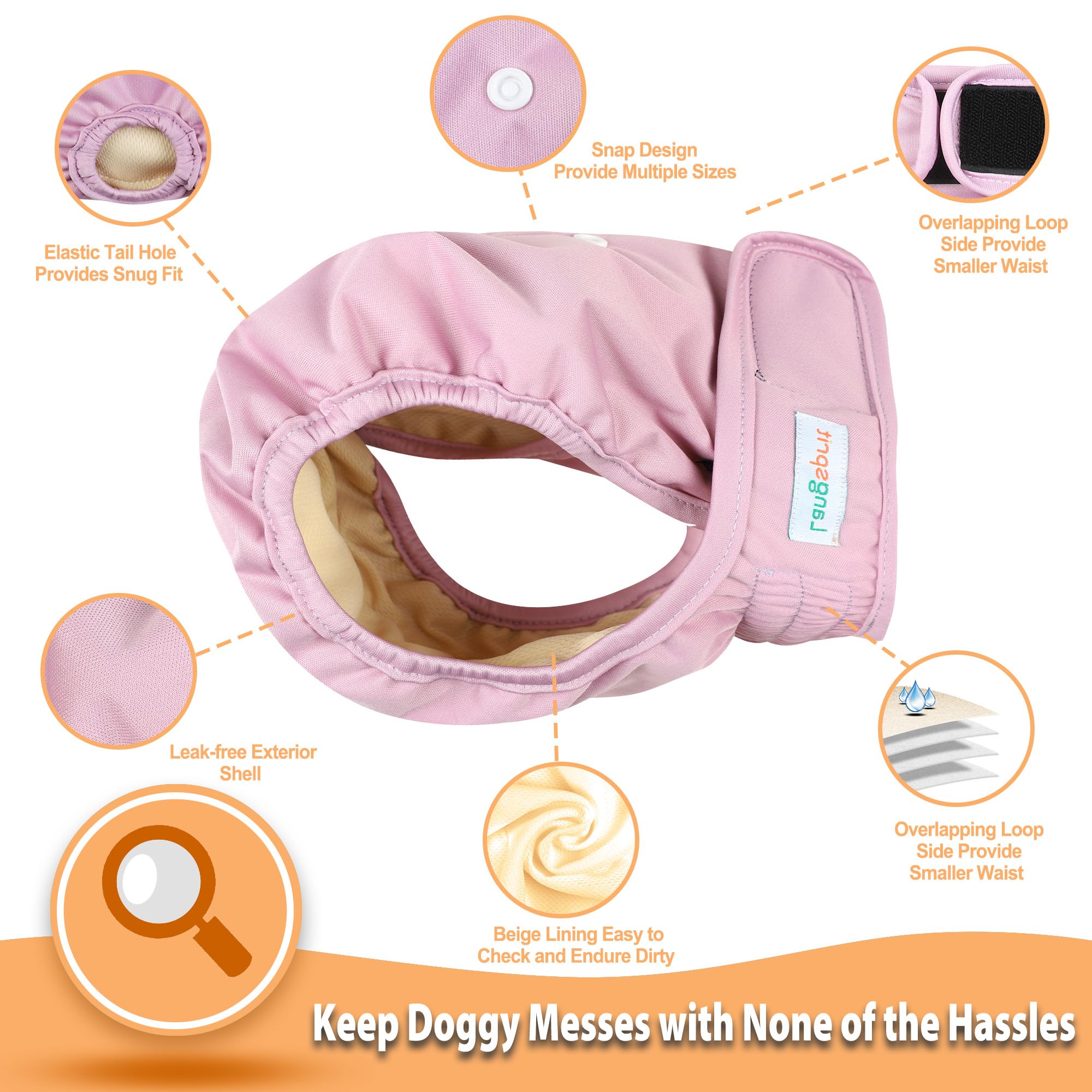 Langsprit dog diapers leakproof TPU outer showcases guard against leaks and messes.